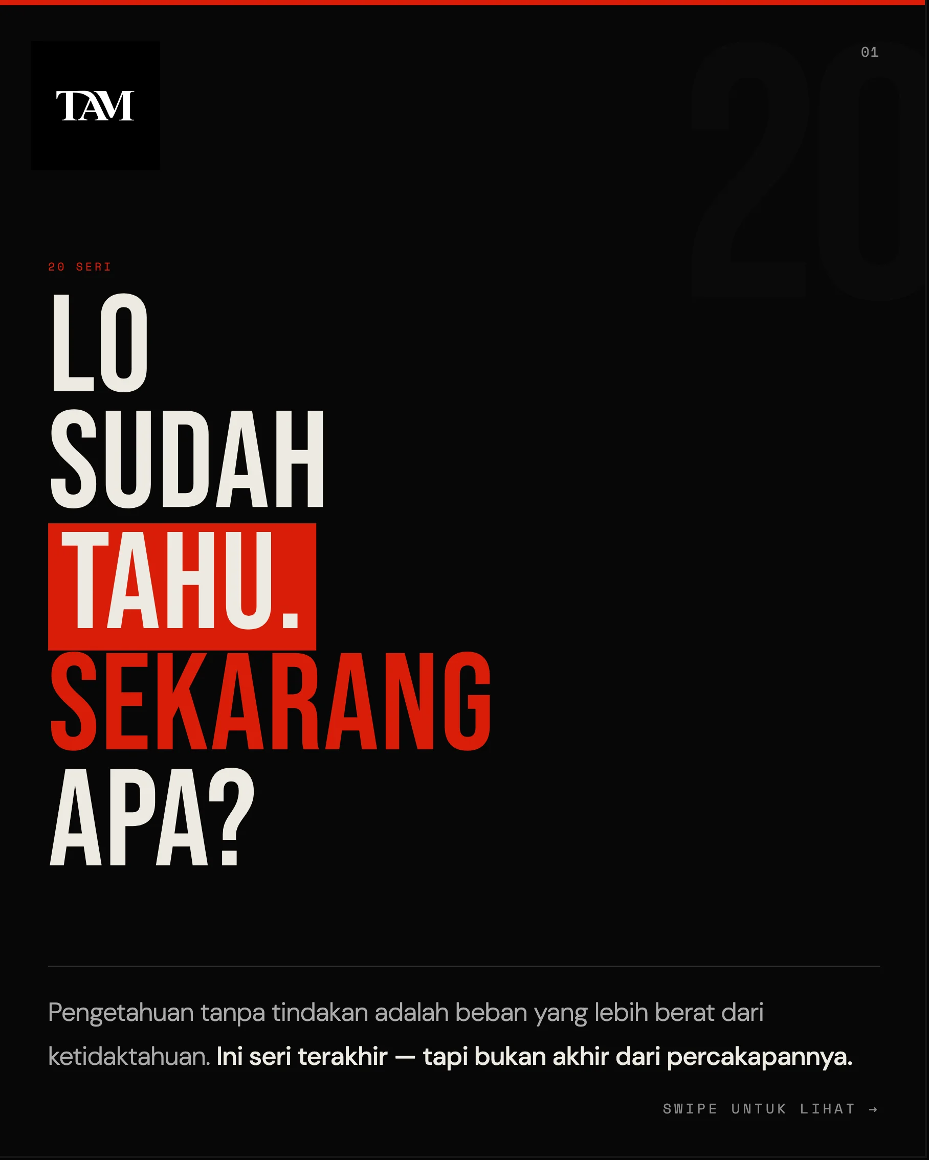 Lo sudah baca semua ini. 20 seri tentang sistem ya
