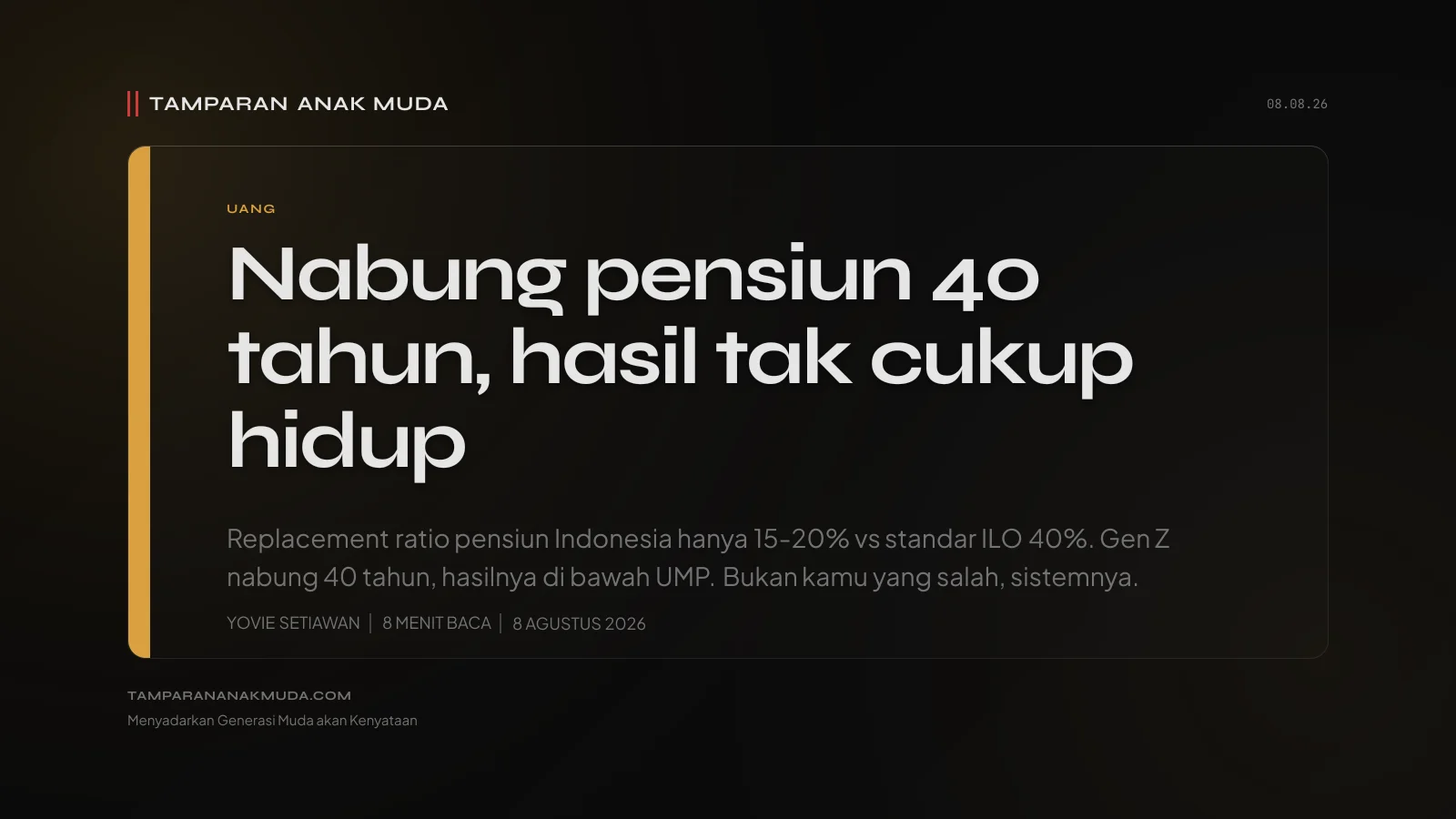 Dana Pensiun Gen Z: Nabung 40 Tahun untuk Uang yang Belum Pasti Ada