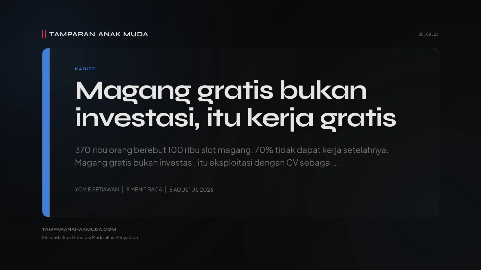 Magang Gratis Bukan Belajar, Eksploitasi yang Dikemas sebagai Pengalaman