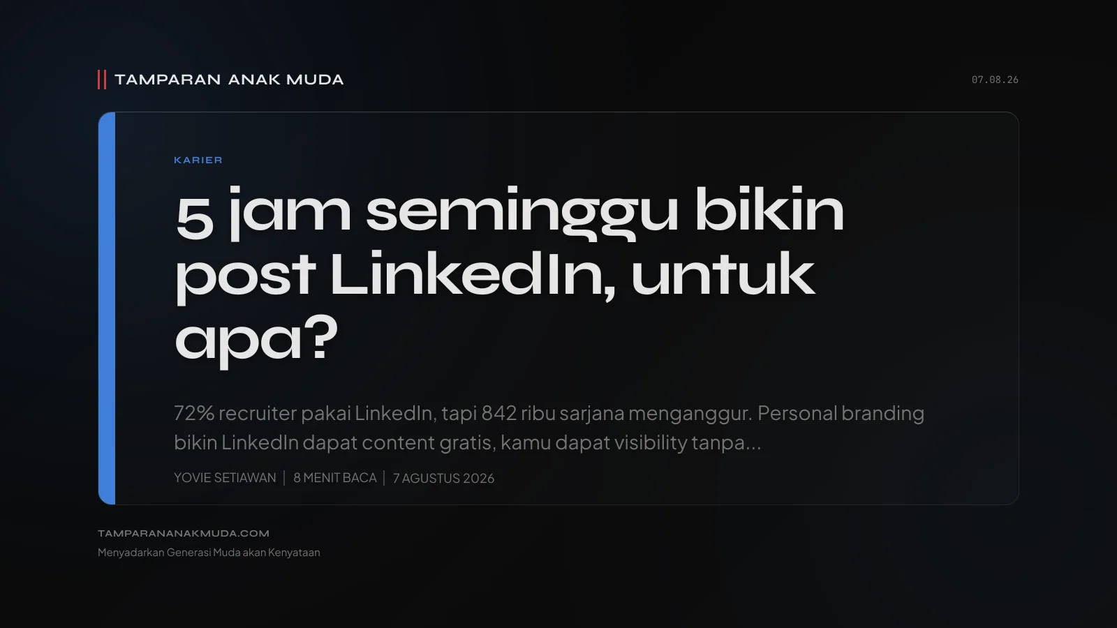 Personal Branding Bukan Karier, Itu Kerja Gratis untuk Platform
